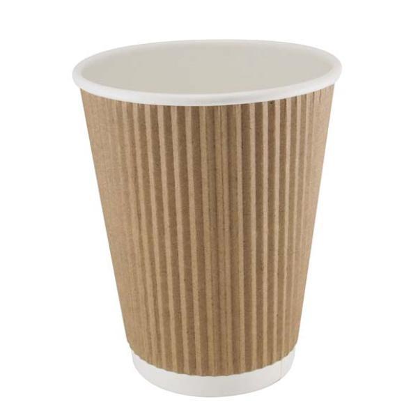 12oz Kraft Ripple Wall Paper Cup